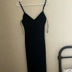 Theory black strappy bodycon dress